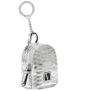 EUC Victoria’s Secret Mini Backpack Key Chain / Card Holder / Charm SILVER